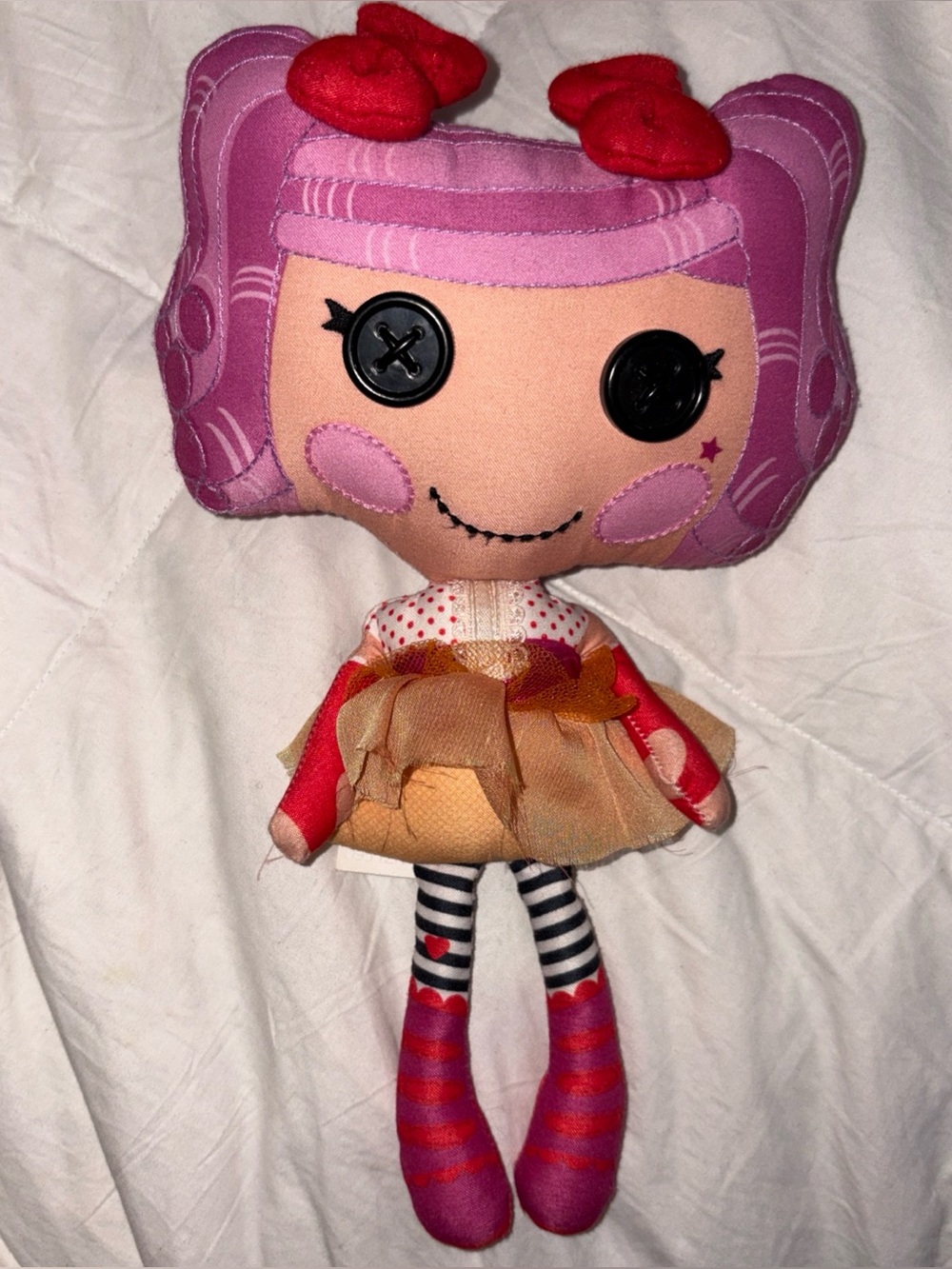 Pink Button-Eye Plush Doll with Striped Legs - Lalaloopsy